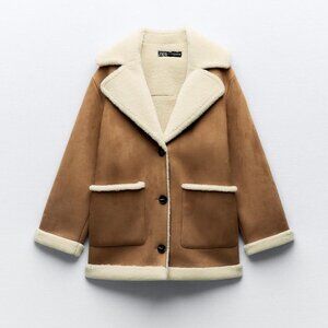 ZARA- double-faced Coat with Cream Lining